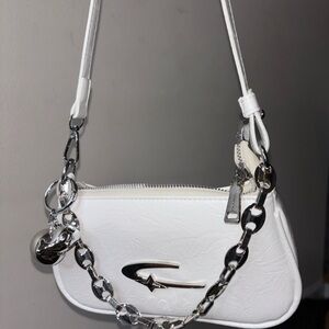 Chic White Mini Bag with Silver Accents